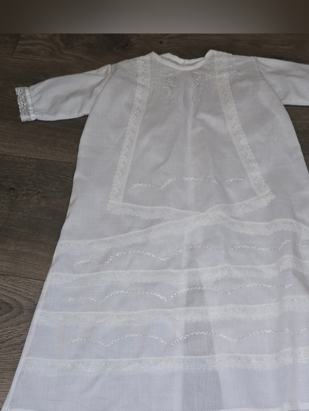 White Lace Trim Christening Gown